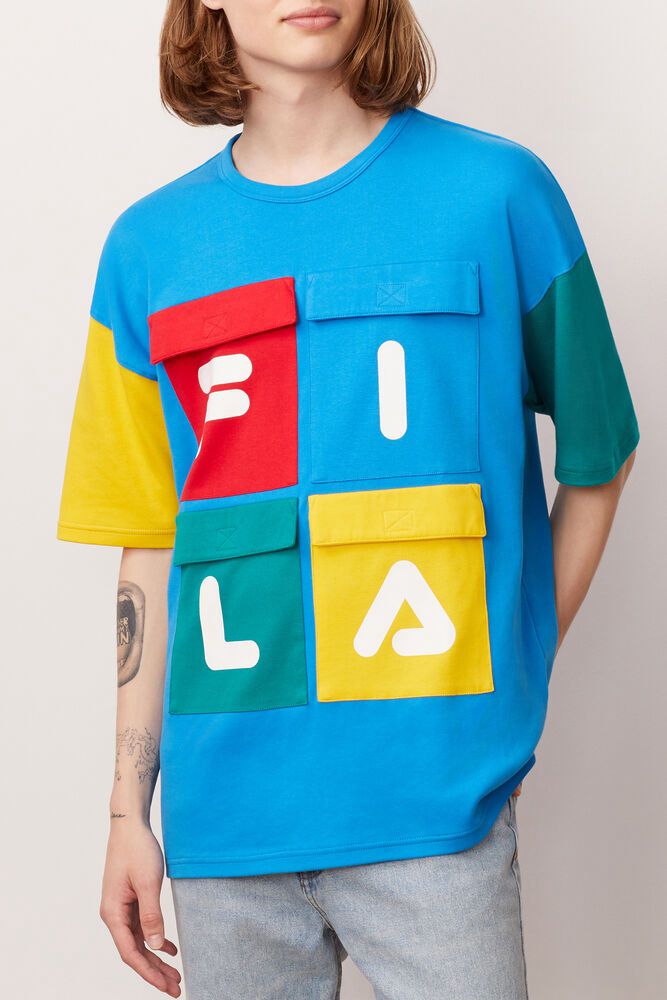 Fila T-Shirt Mens Blue - Hakon - Philippines 6298517-ZG